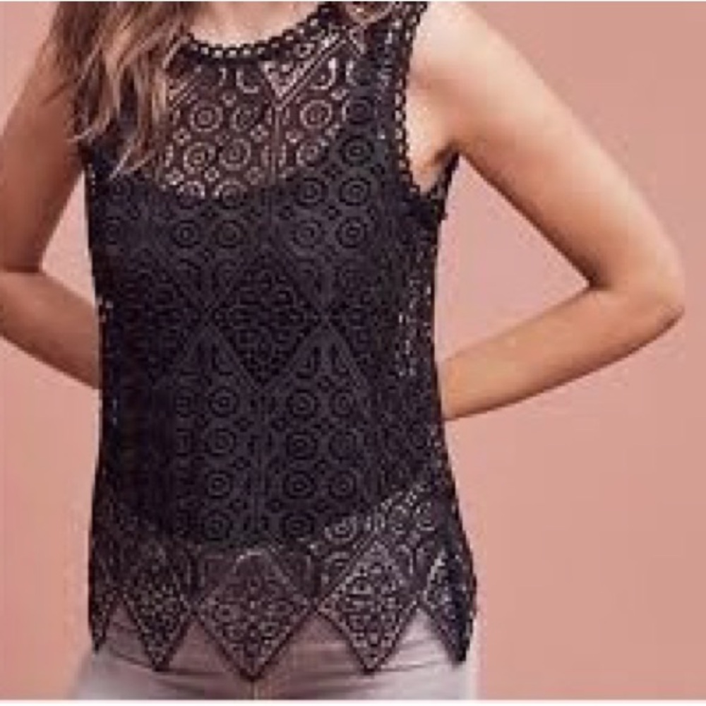 Anthropologie Black Lace Shell, Small